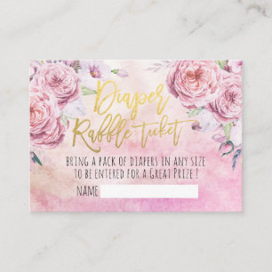 Baby Shower Diaper Raffle Ticket Bohemian Flowers Enclosure Card