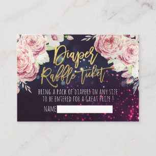 Baby Shower Diaper Raffle Ticket Boho Floral Light Enclosure Card