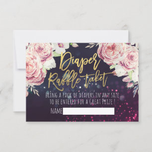 Baby Shower Diaper Raffle Ticket Boho Floral Light Invitation