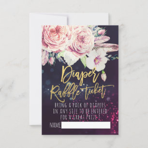 Baby Shower Diaper Raffle Ticket Boho Floral Light Invitation