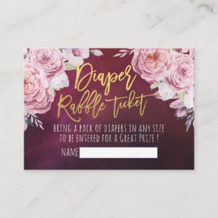 Baby Shower Diaper Raffle Ticket Boho Floral Red Enclosure Card