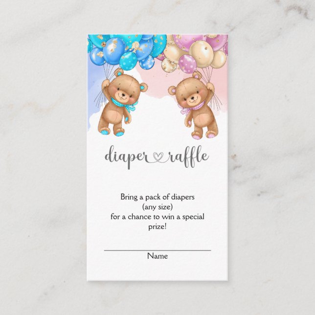 Baby Shower Diaper Raffle Ticket Enclosure Card (Front)