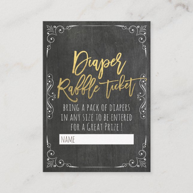Baby Shower Diaper Raffle Ticket Floral Chalkboard Enclosure Card (Front)
