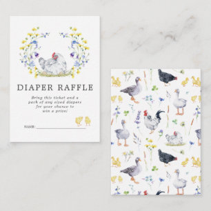 Baby Shower Diaper Raffle Ticket Floral Chickens Enclosure Card