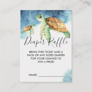 Baby Shower Diaper Raffle Ticket Sea Turtle Enclosure Card