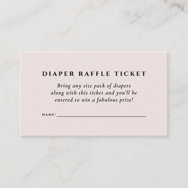 Baby shower diaper raffle ticket simple elegant enclosure card (Front)