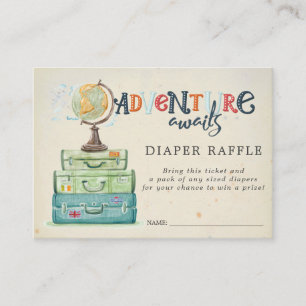 Baby Shower Diaper Raffle Ticket Vintage Travel Enclosure Card