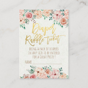 Baby Shower Diaper Raffle Ticket Watercolor Floral Enclosure Card
