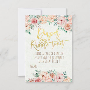 Baby Shower Diaper Raffle Ticket Watercolor Floral Invitation