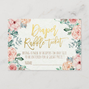 Baby Shower Diaper Raffle Ticket Watercolor Floral Invitation