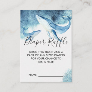 Baby Shower Diaper Raffle Ticket Whales Enclosure Card