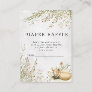 Baby Shower Diaper Raffle Ticket   Woodland Fox Enclosure Card