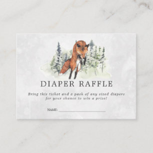 Baby Shower Diaper Raffle Ticket   Woodland Fox Enclosure Card