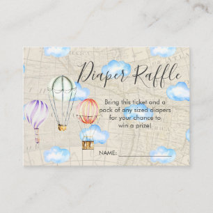 Baby Shower Diaper Raffle Tickets Air Balloon Enclosure Card