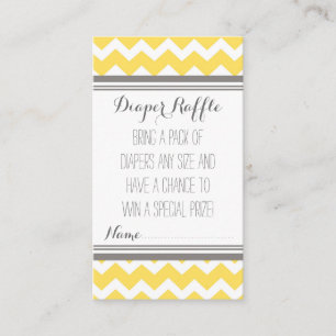 Baby Shower Diaper Raffle Tickets Chevron Yellow Enclosure Card
