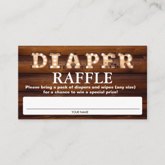 Baby Shower Diaper Raffle Tickets Enclosure Card (Front)