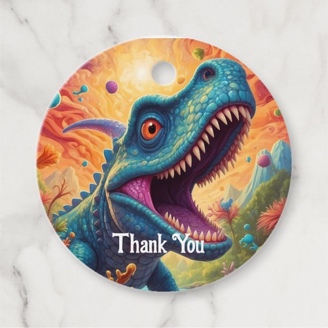 Baby shower Dino-Mite  Favour Tags (Front)