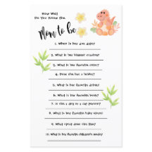 Baby Shower Dinosaur How well you know the card
