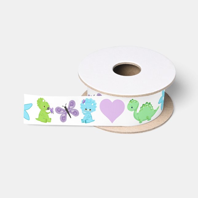 Baby Shower Dinosaur Satin Ribbon (Spool)