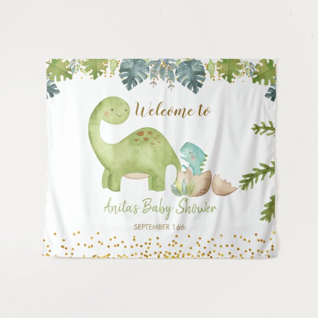 Baby shower Dinosaur signe Tapisserie (Devant (Horizontal))