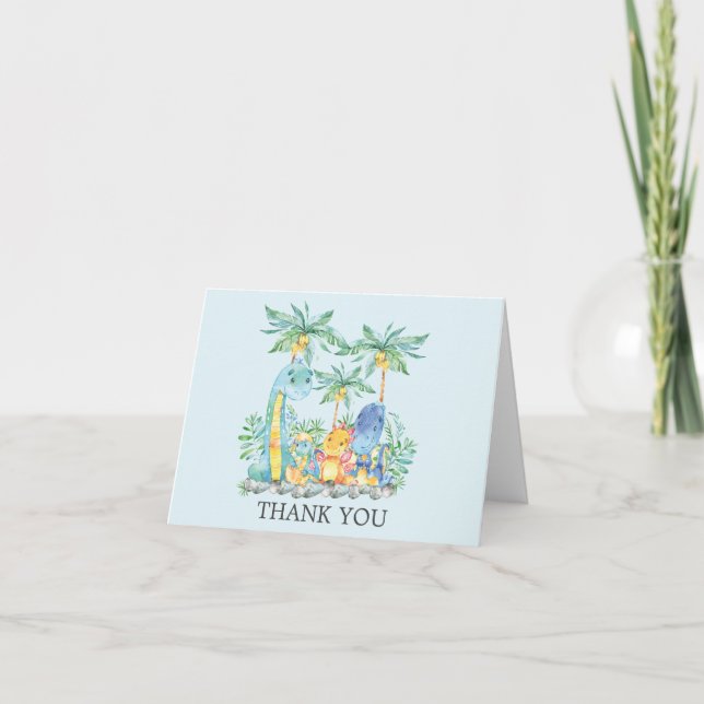 Baby shower Dinosaures mignon Merci Note (Devant)