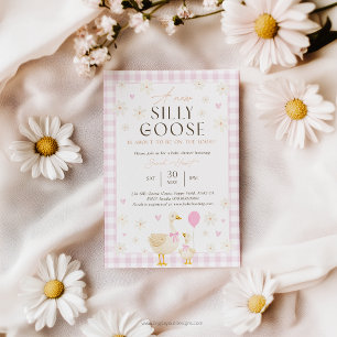 Baby shower d'oie sot rose En vichy invitation