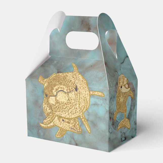 Baby Shower Dolphins Mom and Baby Favor Box (Front Side)