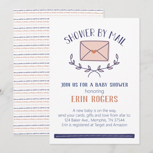 Baby shower Doodle par invitation par courrier (Devant / Derrière)