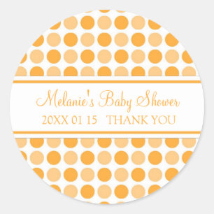 Baby shower Dots orange Favoriser les autocollants