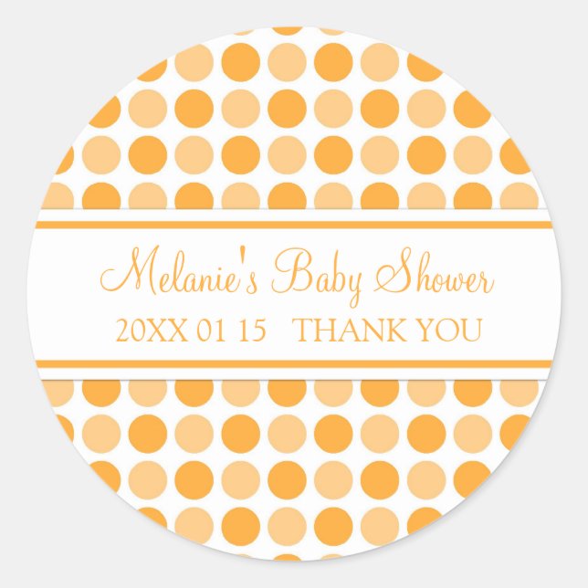 Baby shower Dots orange Favoriser les autocollants (Devant)