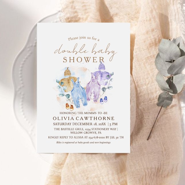 Baby shower double Invitation mignon Baby shower m (Créateur téléchargé)