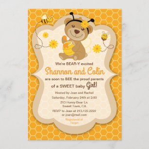 Baby shower d'ours au miel doux Invitation