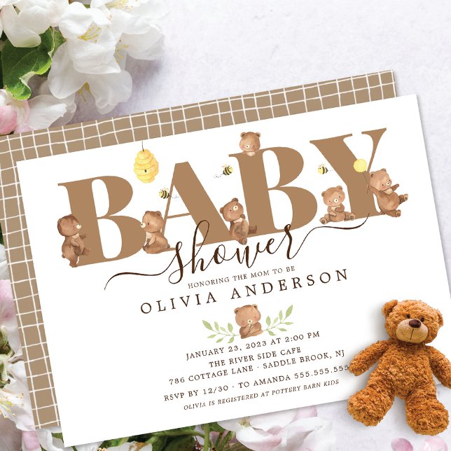 Baby shower d'ours au miel mignon Invitation (Créateur téléchargé)