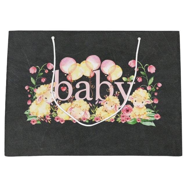 Baby shower doux petit agneau ・ Nouveau sac cadeau (Devant)