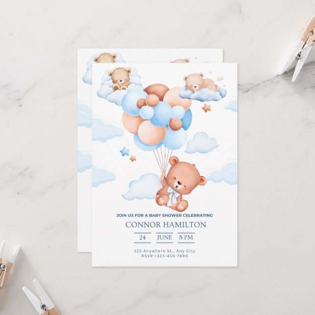 Baby Shower Dreamy Clouds Aesthetic Invitation (Front/Back In Situ)