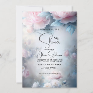 Baby Shower- Dreamy Pink Peony Floral  Invitation