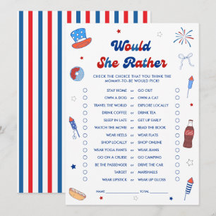 Baby Shower du 4 juillet Cartes de jeu "Préférerai