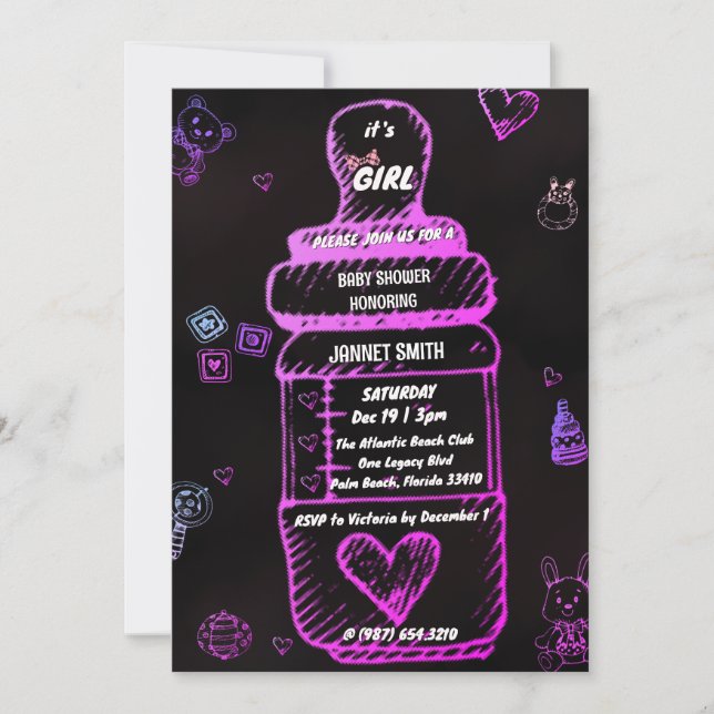 baby shower du biberon pour bébé Invitation (Devant)