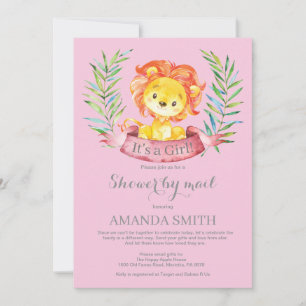 Baby shower du lion féminin par invitation postale
