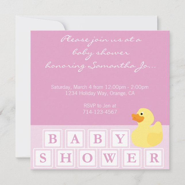 Baby Shower Duck Vertical Invitation (Front)