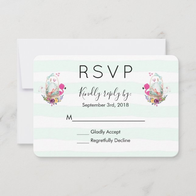 Baby Shower Egg Nesting w/ Flamingo & Bunny RSVP (Front)