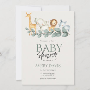 baby shower élégant invitation animaux mignons