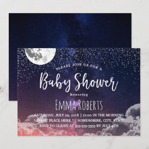 Baby Shower Elegant Moon & Stars Night #2 Invitation