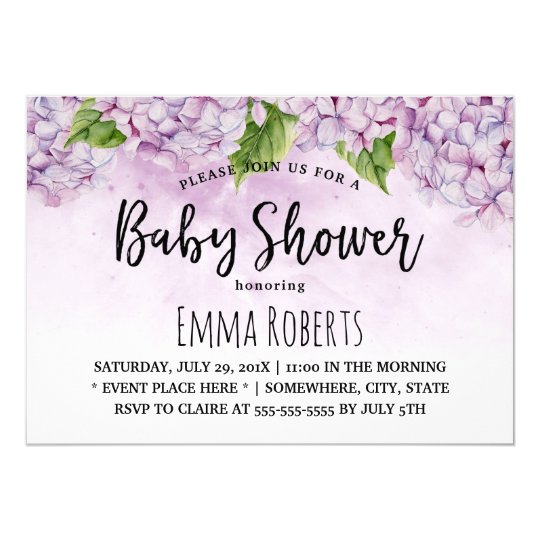 Baby Shower Elegant Purple Hydrangea Floral Card
