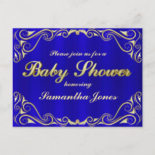 Baby Shower Elegant Regal Golden Typography Announcement Postcard