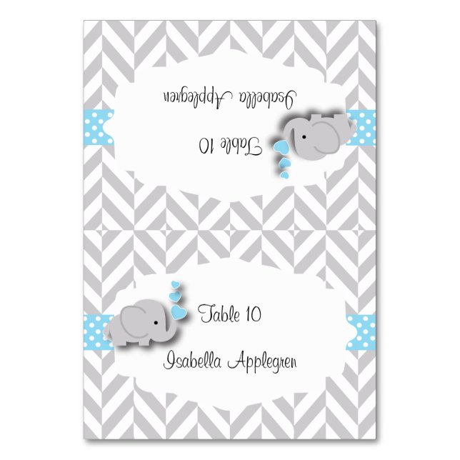 Baby shower éléphant bleu et gris | Cartes (Par défaut)