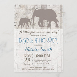 Baby shower Elephant Boy Invitation Rustique