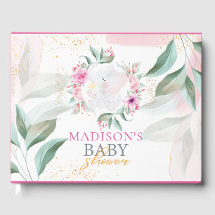 Baby shower Elephant Elegant girl Personalized Guest Book