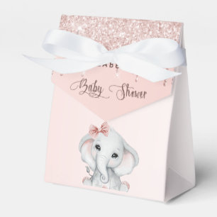 Baby Shower elephant girl blush pink rose gold Favor Box