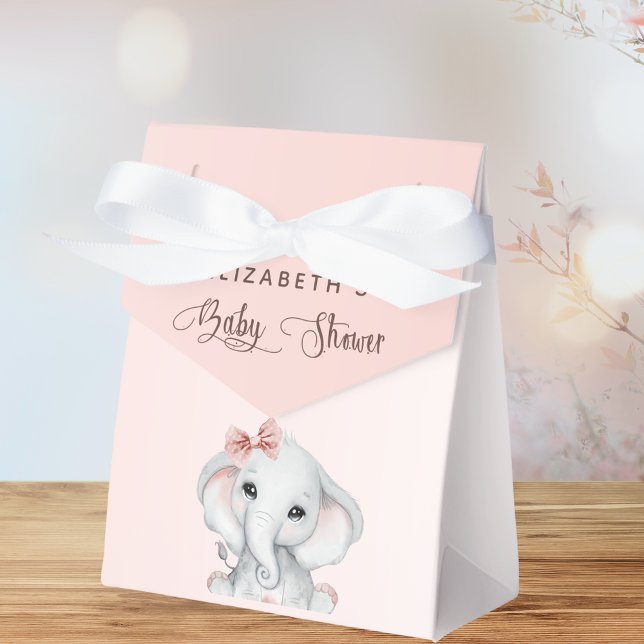Baby Shower elephant girl blush rose gold Favor Box (Creator Uploaded)